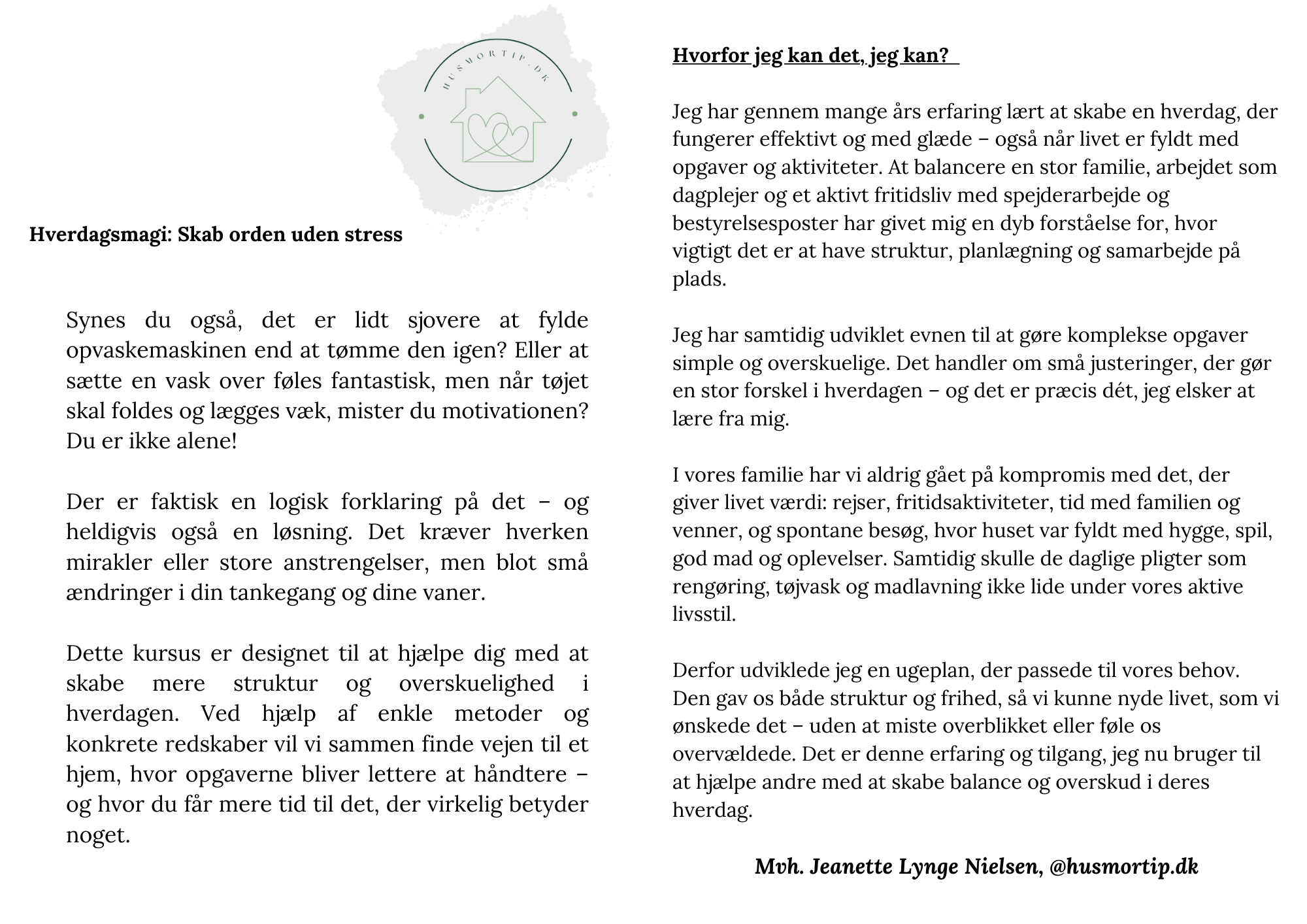 Bæredygtige tips til en stressfri hverdag - et kursus til dig