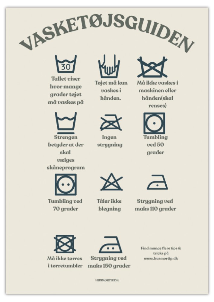 Nem dansk guide der hjælper med at forstå vasketøjet