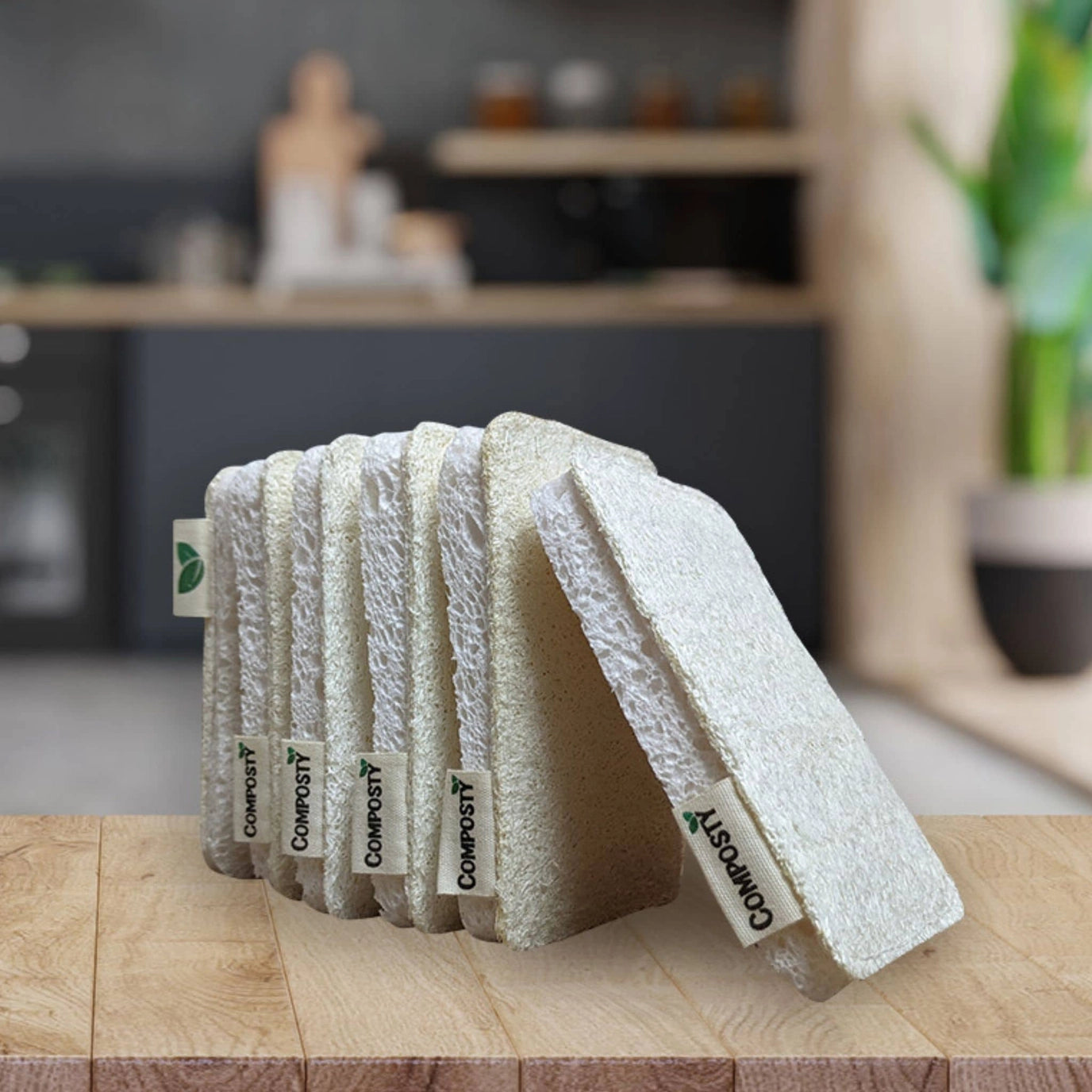 Composty® All-in-One Loofah-rengøringssvampe 6-pak