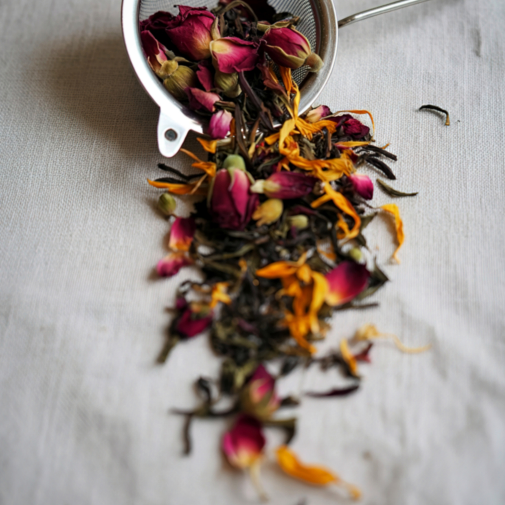 Hjemmelavede urte-teblandinger i små poser eller glas