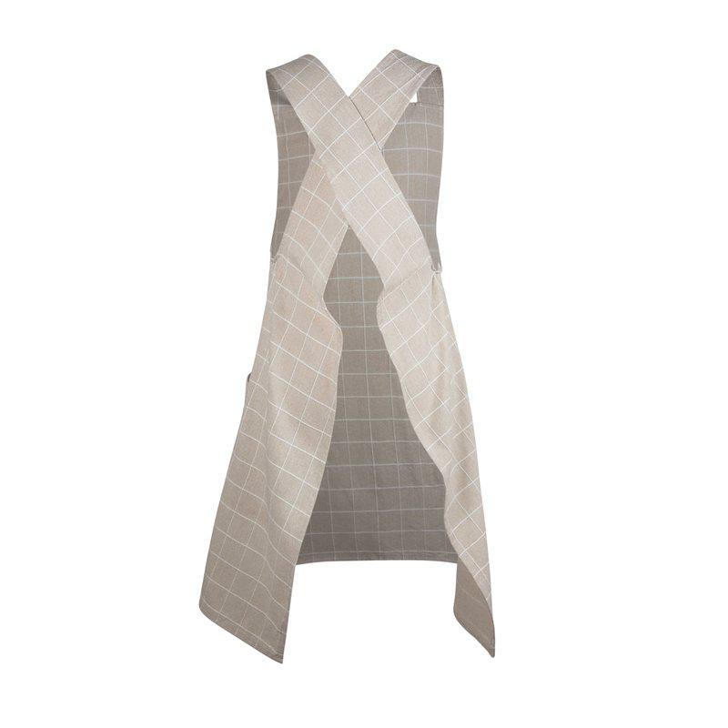 Forklæde i beige med hvide tern