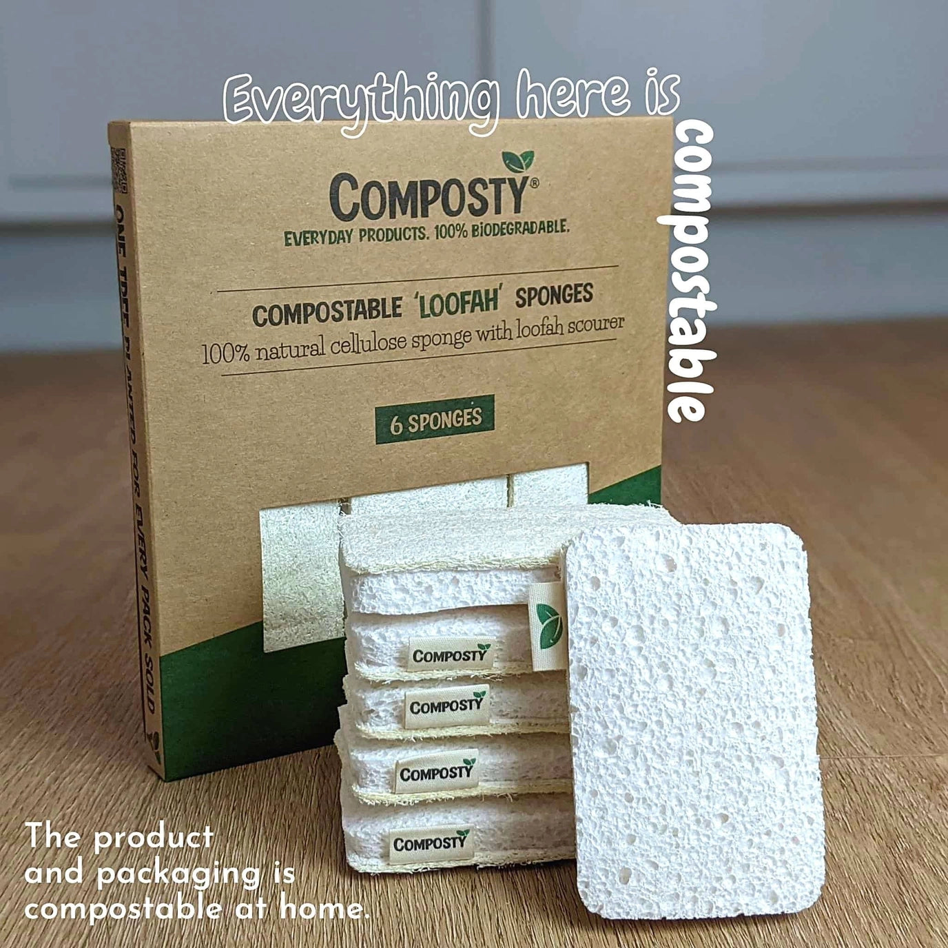 Composty® All-in-One Loofah-rengøringssvampe 6-pak