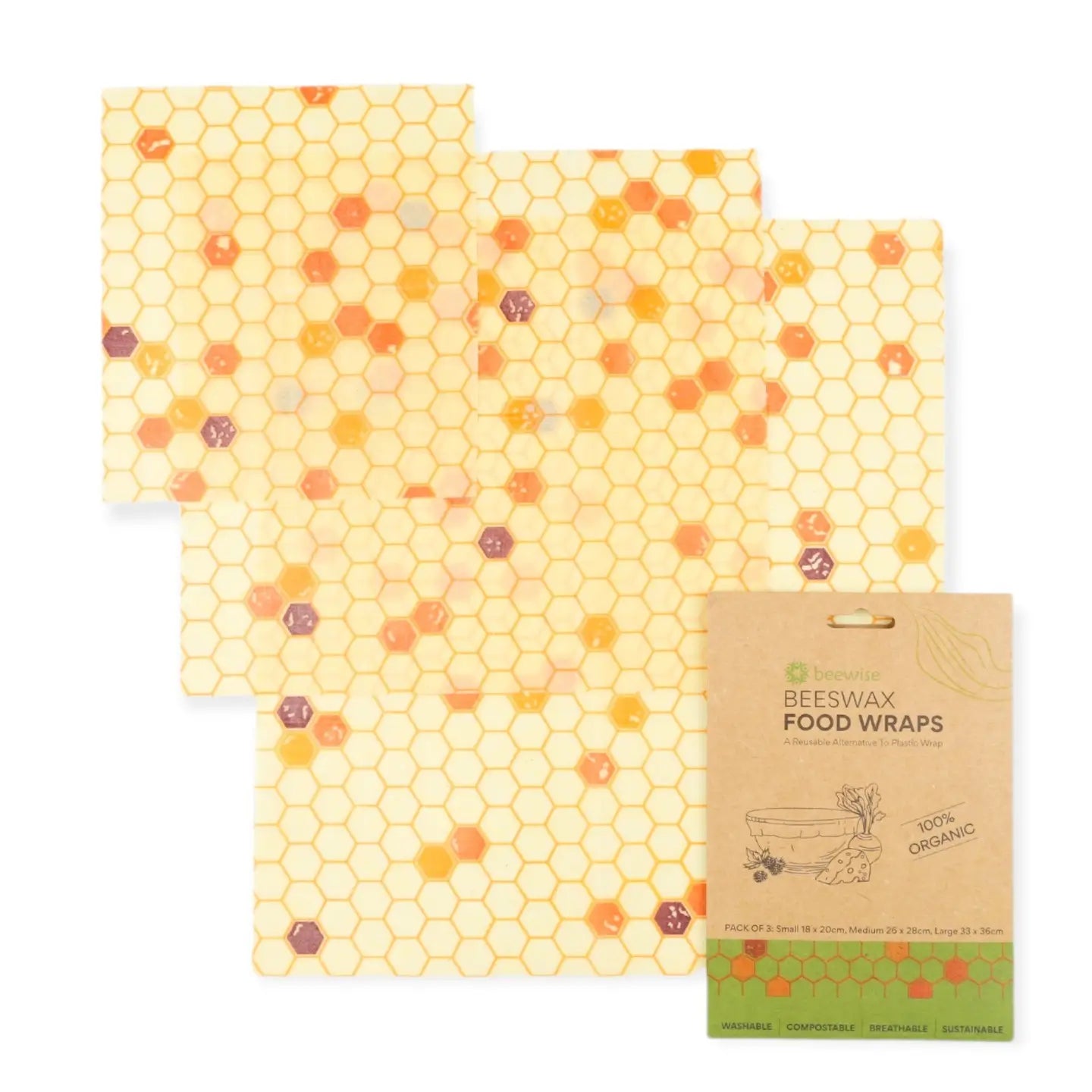 Bivoks-wraps – 3 stk.